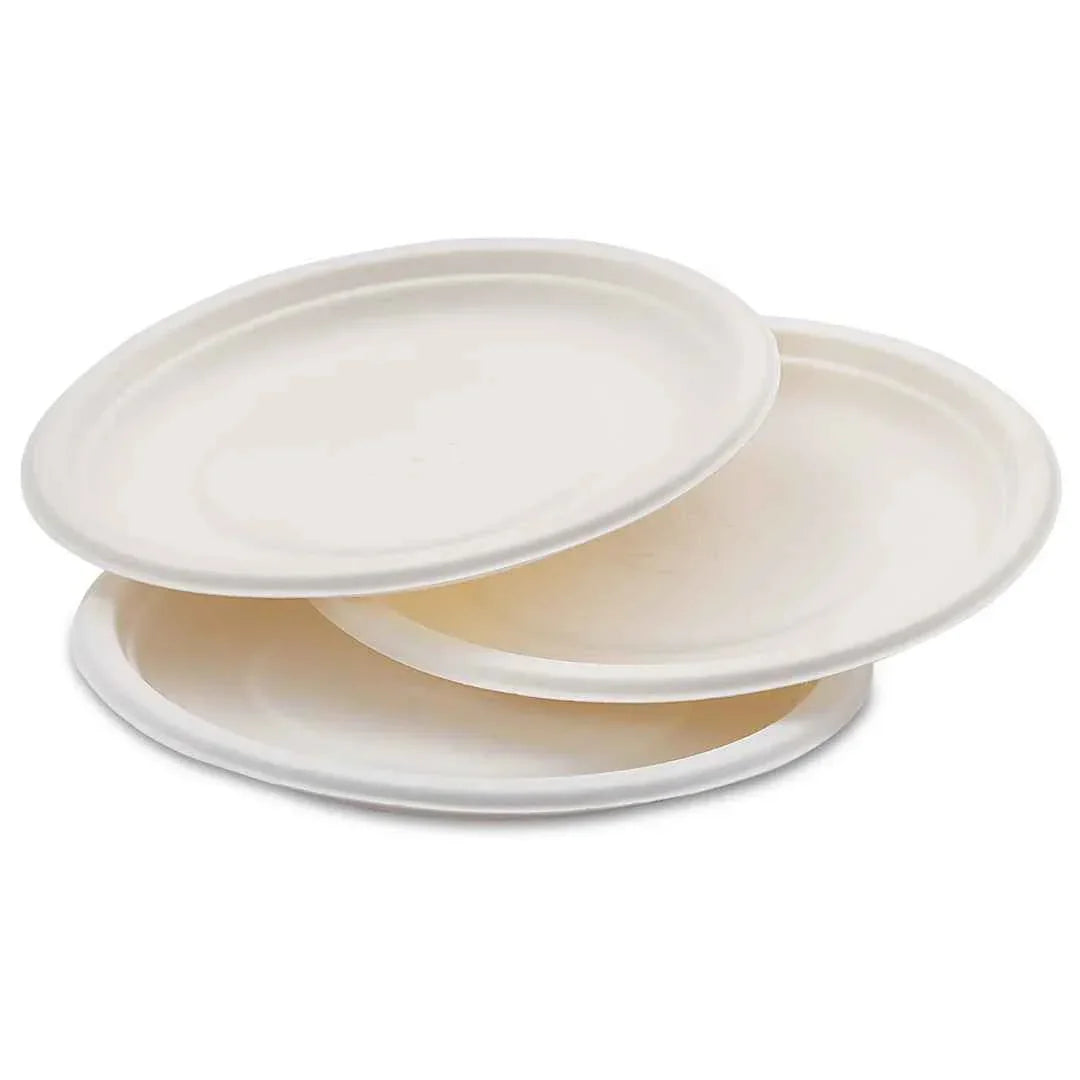 Nature's Dine 12 Inch Bagasse Disposable Plates | Bulk 12500 Compostable Round Plates for Weddings and Catering - ExportIndia360
