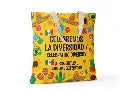 Yellow tote bag with cultural designs and text celebrating diversity on a white background