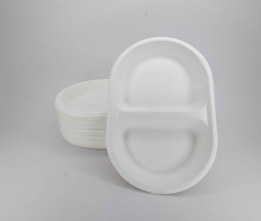 Nature's Dine Wholesale 2 Compartment Bagasse Trays | Compostable Bulk Trays | 25000 trays - ExportIndia360