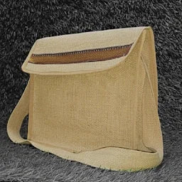 Three different styles of a beige bag with green accents on a dark background