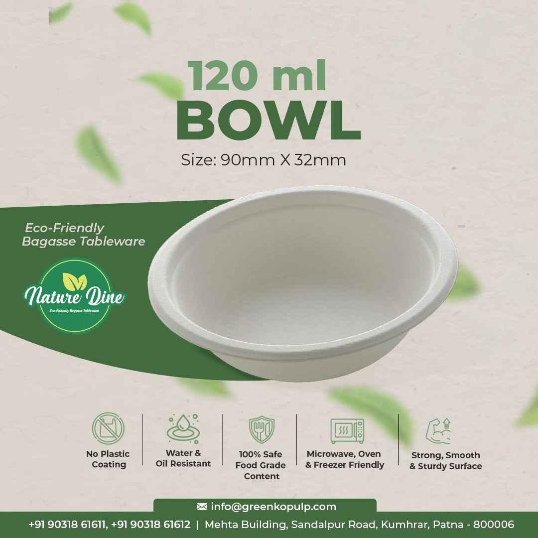 Nature's Dine Bulk 180 ml Bagasse Bowl | Compostable Serving Bowls | 25000 Bowls - ExportIndia360